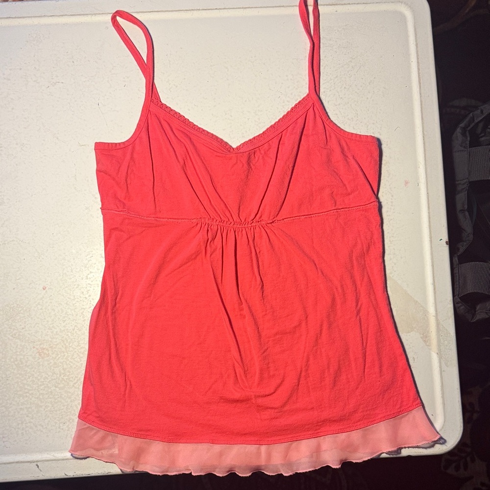 LOFT Coral Camisole with Sheer Hem